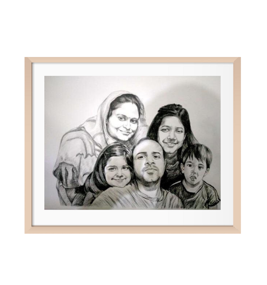 9 Person Sketch Photo Merge Add Deceased Family Members - Etsy