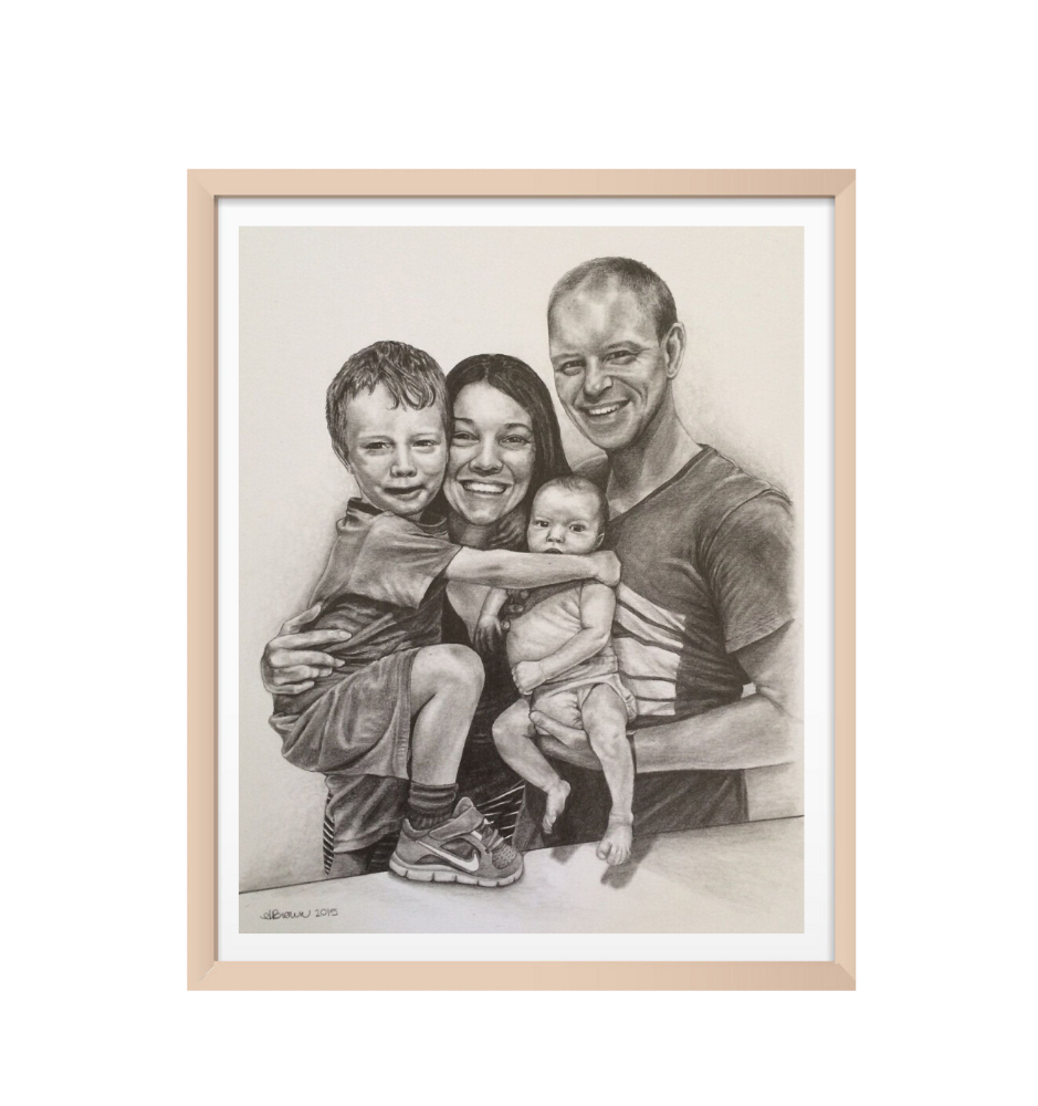Charcoal Family Pencil Sketch, Size: A3 (paper)