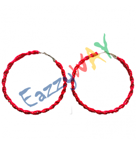 Red Hoop Earrings - Thread Wrapped