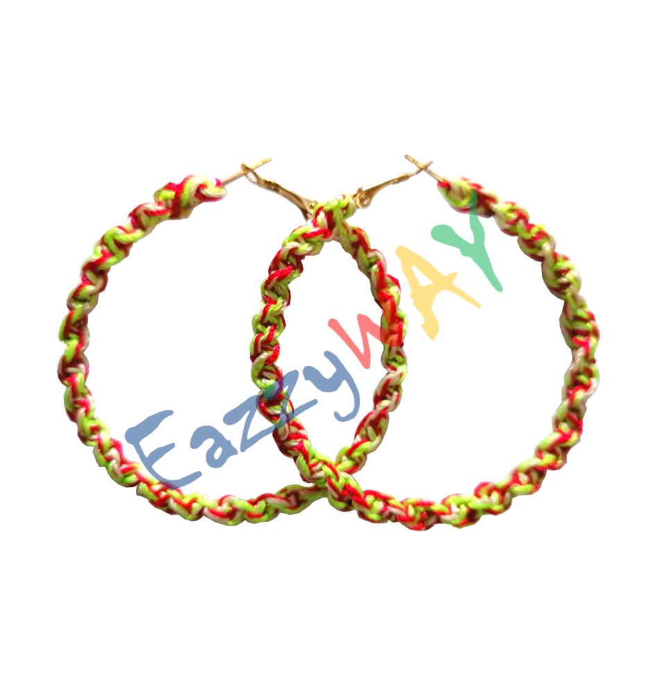 Tribal Hoop Earrings - Thread Wrapped