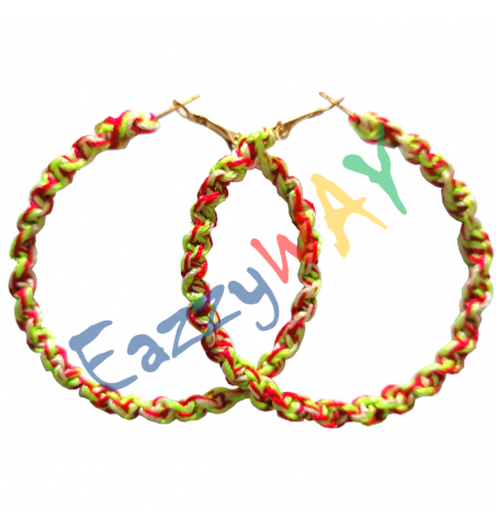 Tribal Hoop Earrings - Thread Wrapped